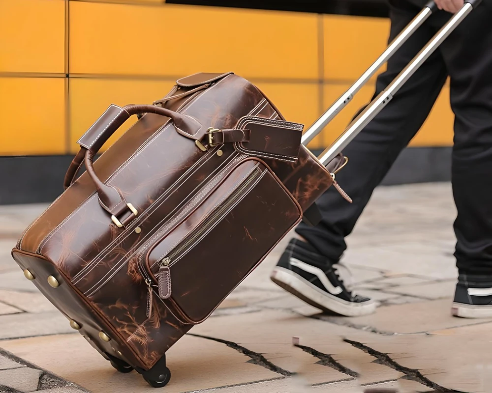leather carry on suitcase