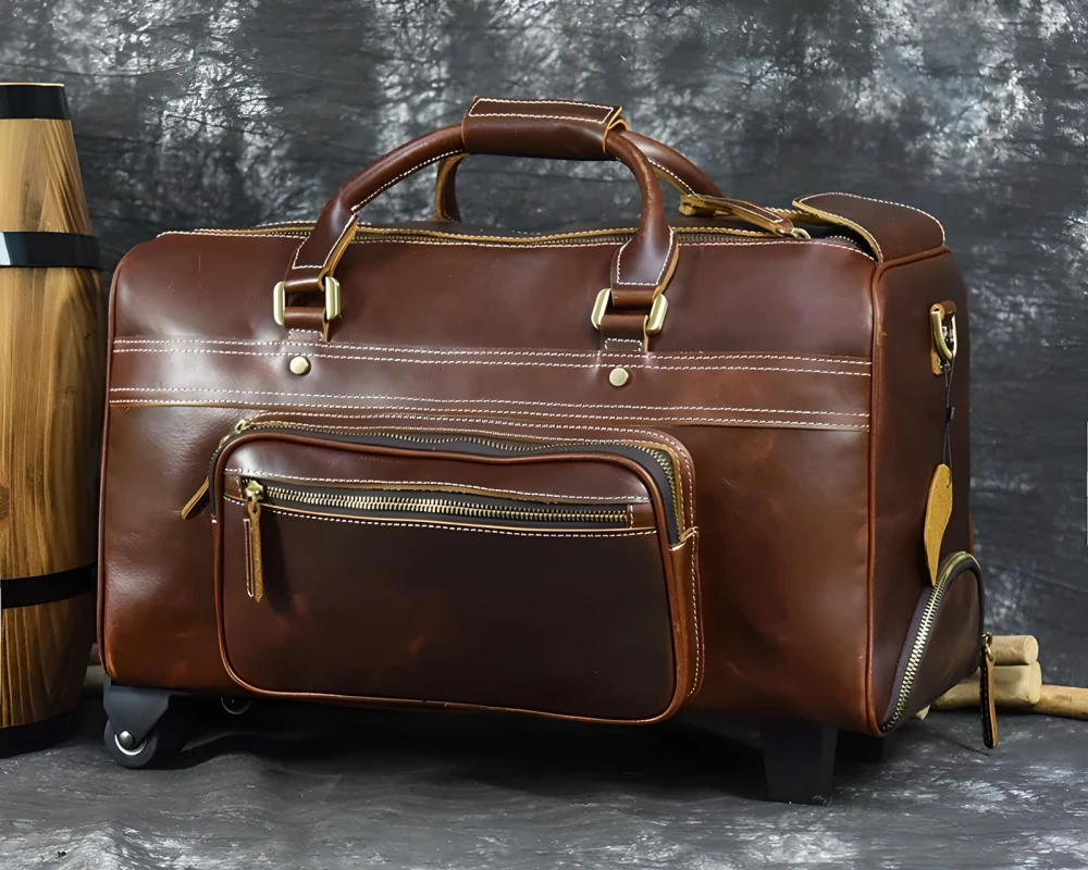 leather carry on bag men's